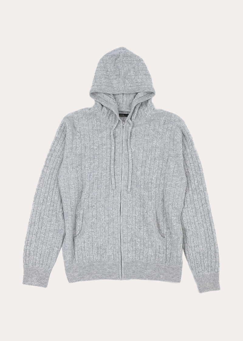 Cashmere Cable Knit Zip-Up Hoodie