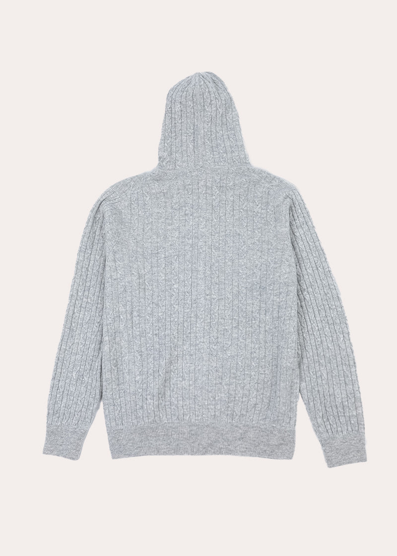 Cashmere Cable Knit Zip-Up Hoodie