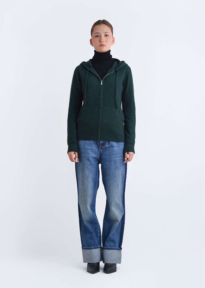 Kuscheliger Kapuzenpullover aus Kaschmirmischung mit Reißverschluss