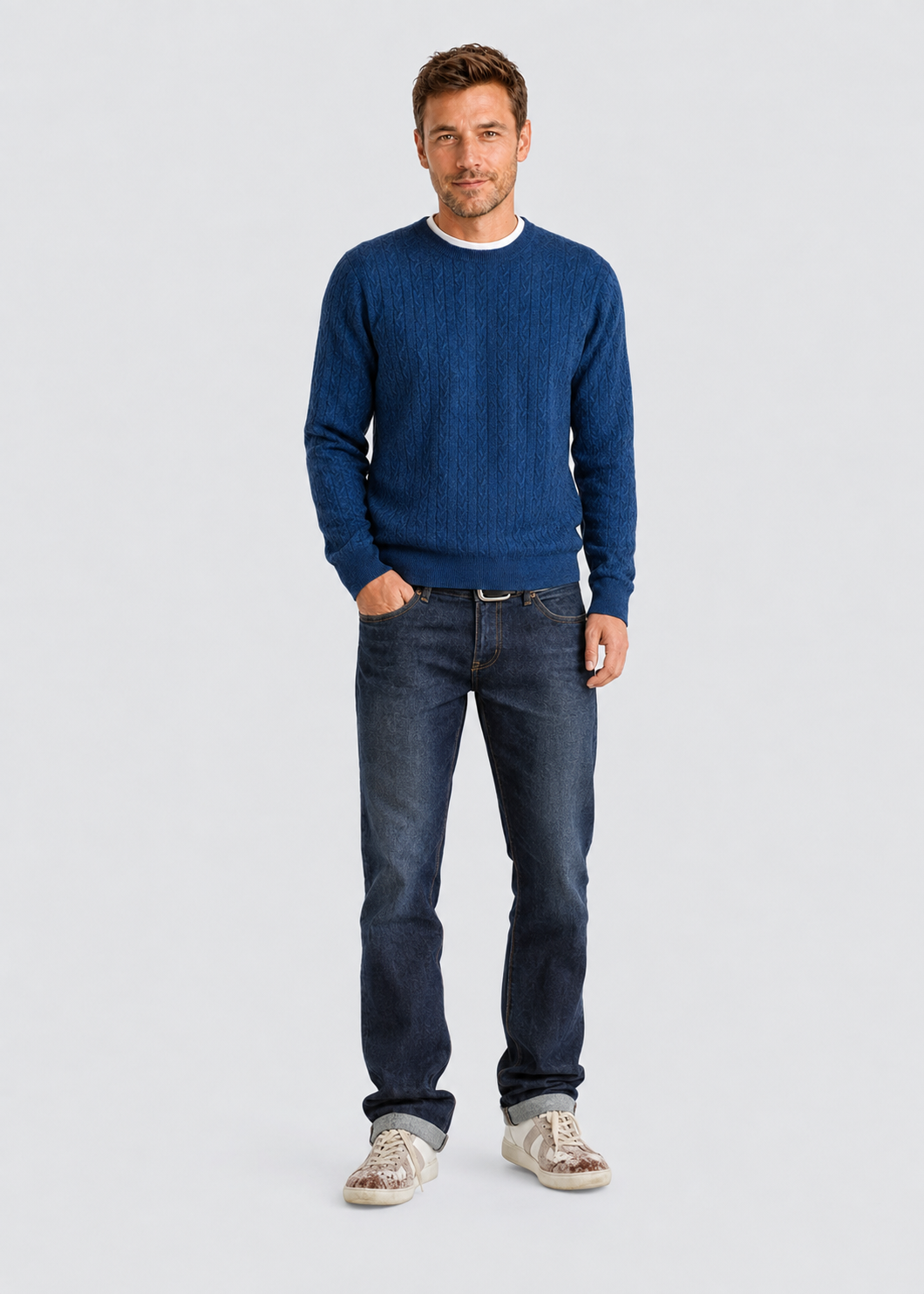 Premium Crew Neck Cable Sweater